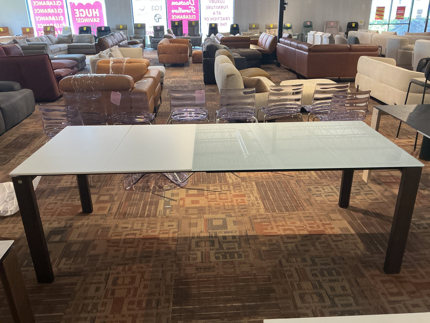 Connubia - Eminence Extendable Table (Black Base/ Glass White Top)