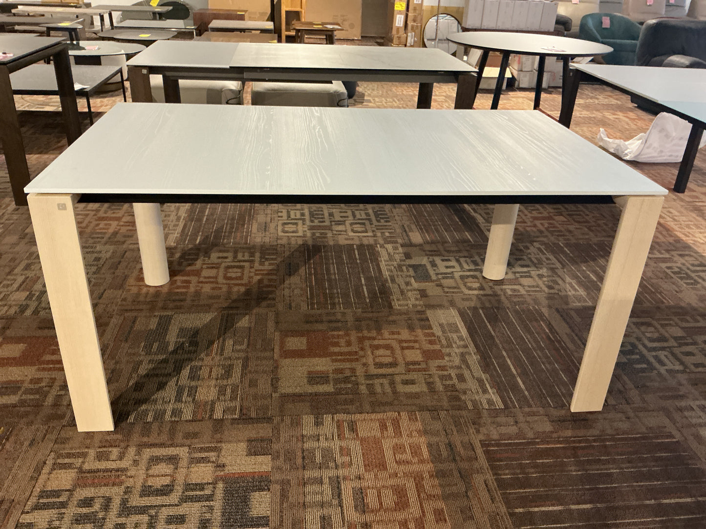 Connubia - Dorian Extendable Table (Beech legs/ Matte Black Frame/ White top)