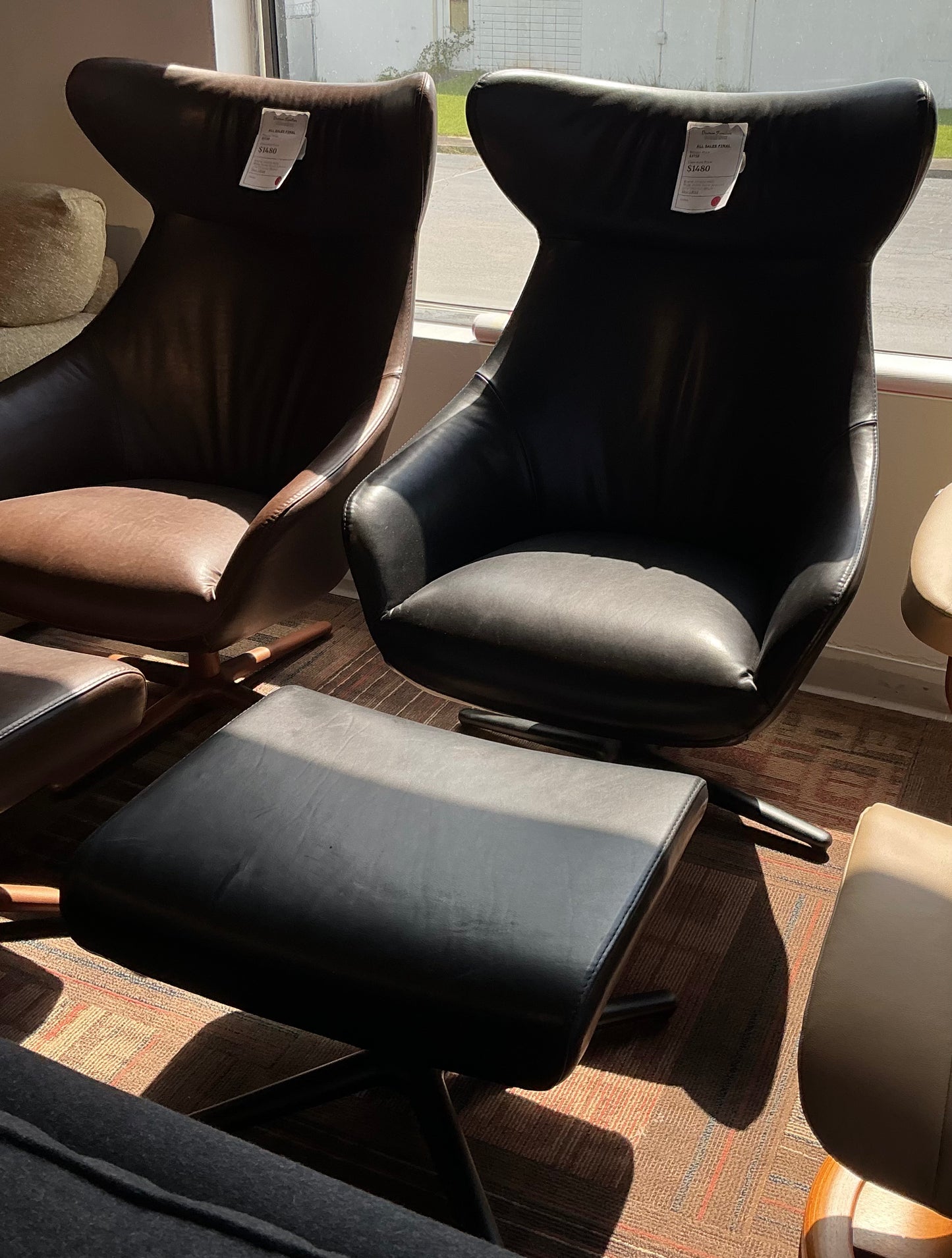 Incanto - Dante Swivel Armchair and Ottoman (Black)