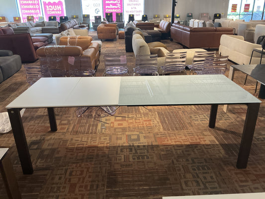 Connubia - Eminence Extendable Table (Black Base/ Glass White Top)