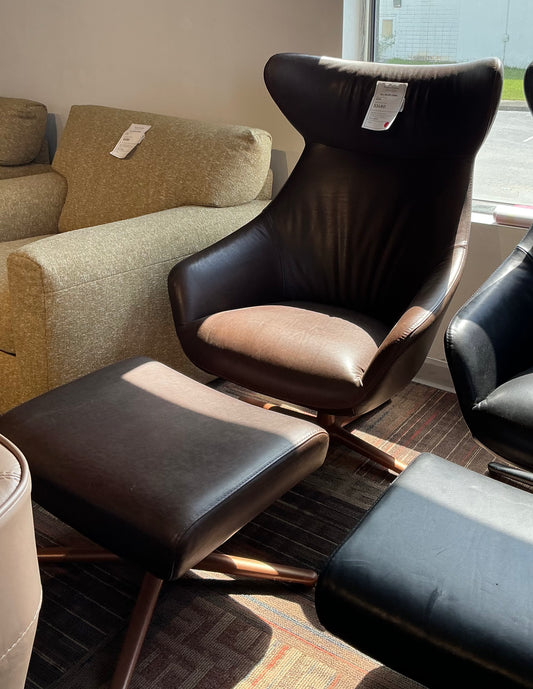 Incanto - Dante Swivel Armchair and Ottoman (Brown)