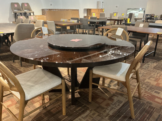 Alf - Round Dining Table w/Lazy Susan
